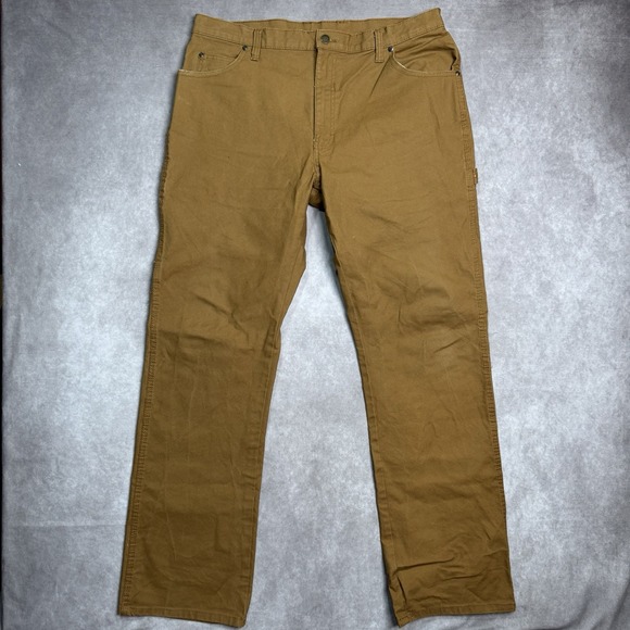 Dickies Pants Mens 36x34 (Fits 37x33) Khaki Tan Carpenter Canvas Work Utility - Picture 2 of 11
